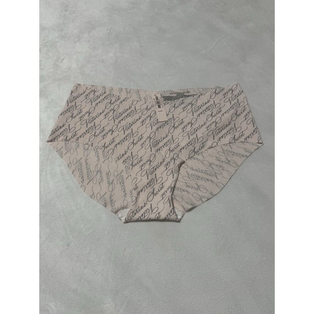 Victoria's Secret No-Show Hiphugger Panty XL Script Logo Nude Pink Seamless NWT